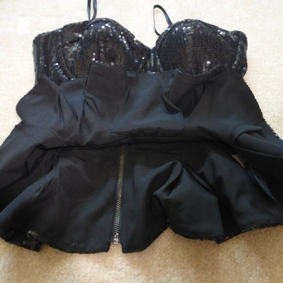 BEBE black shiny sequins peplum tube top - Picture 5 of 8